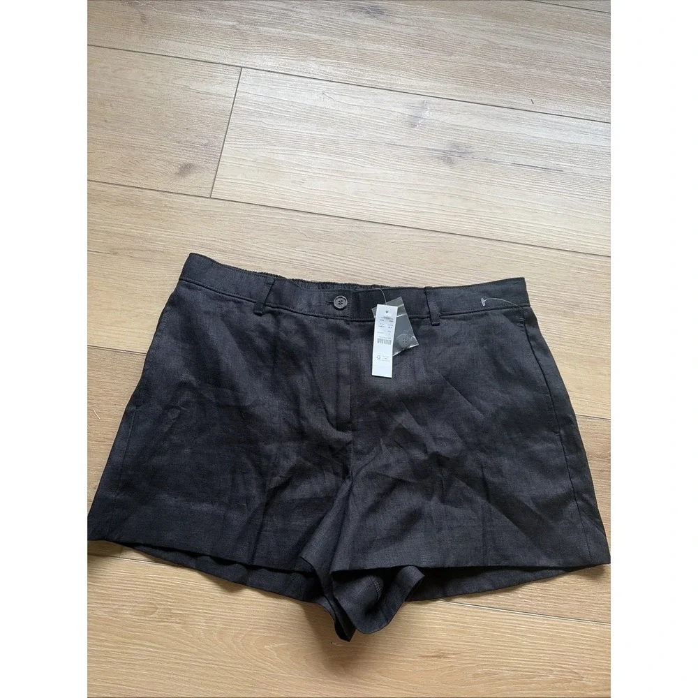 J.Crew 100% Linen Shorts Women's Size Large Black 3